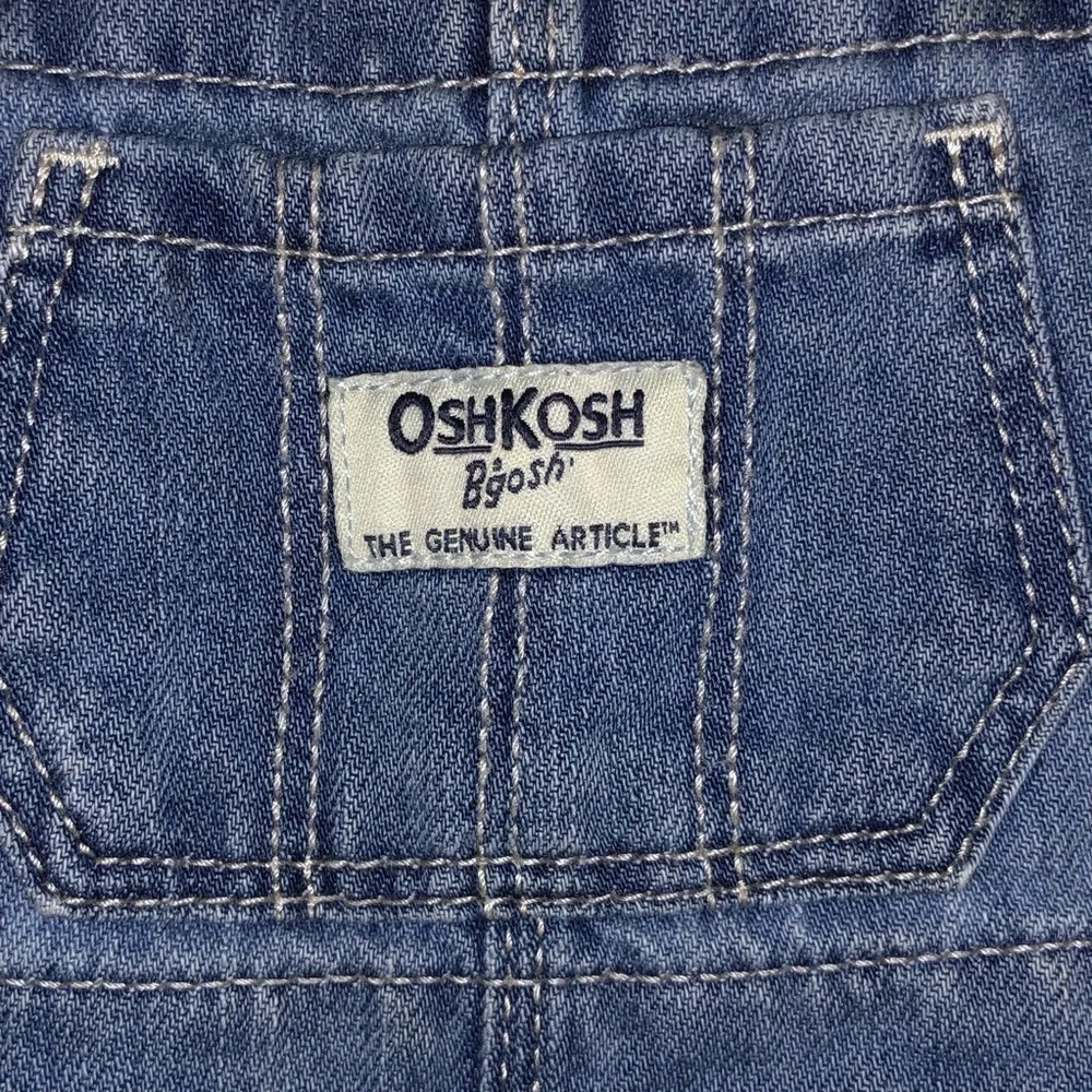 Kid's Oshkosh B'Gosh Denim Overall Dress with Eyelet Lace Skirt - Picture 3 of 8